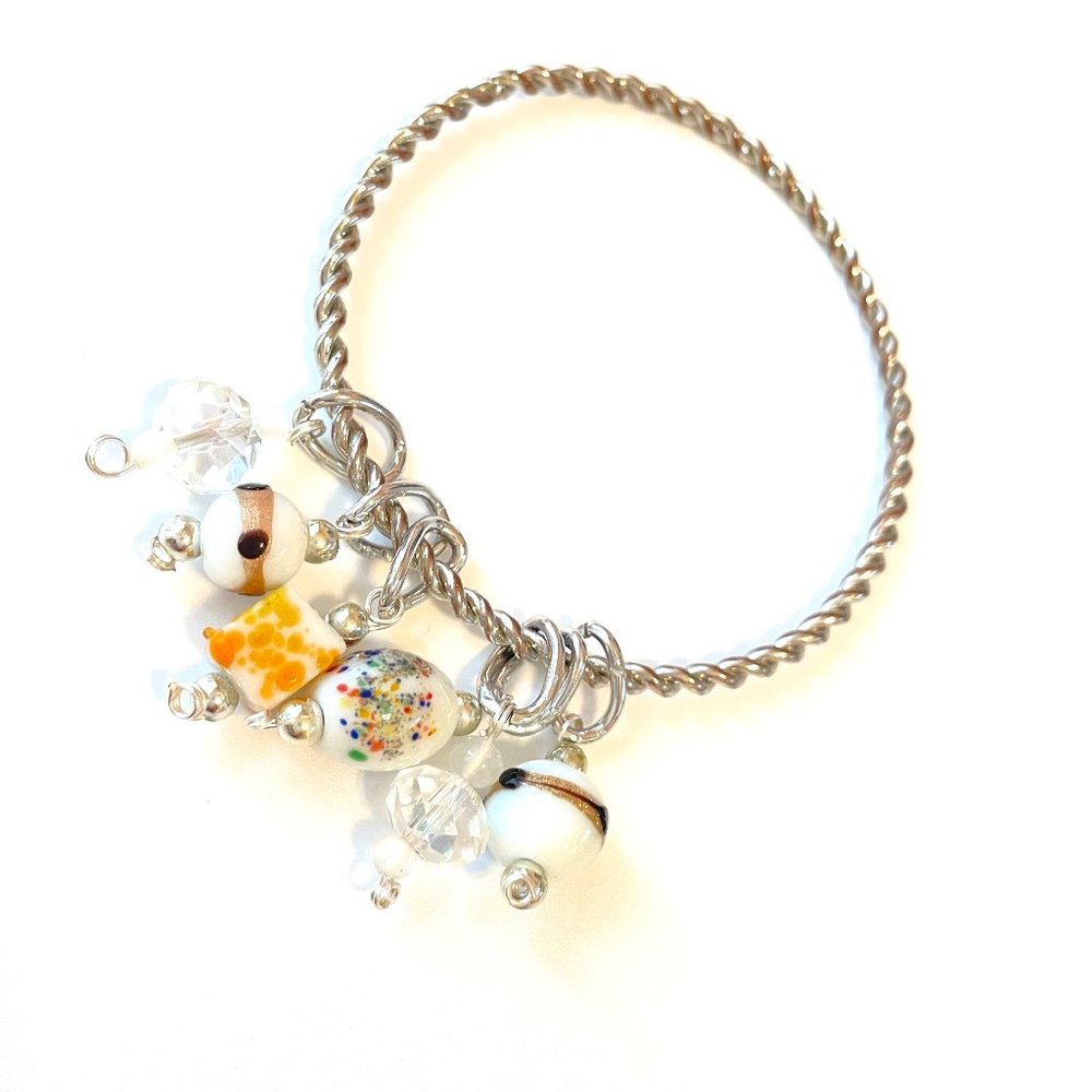 "Candy Summer II" Bracelet with Murano Glass, silver plated Czechoslovakia